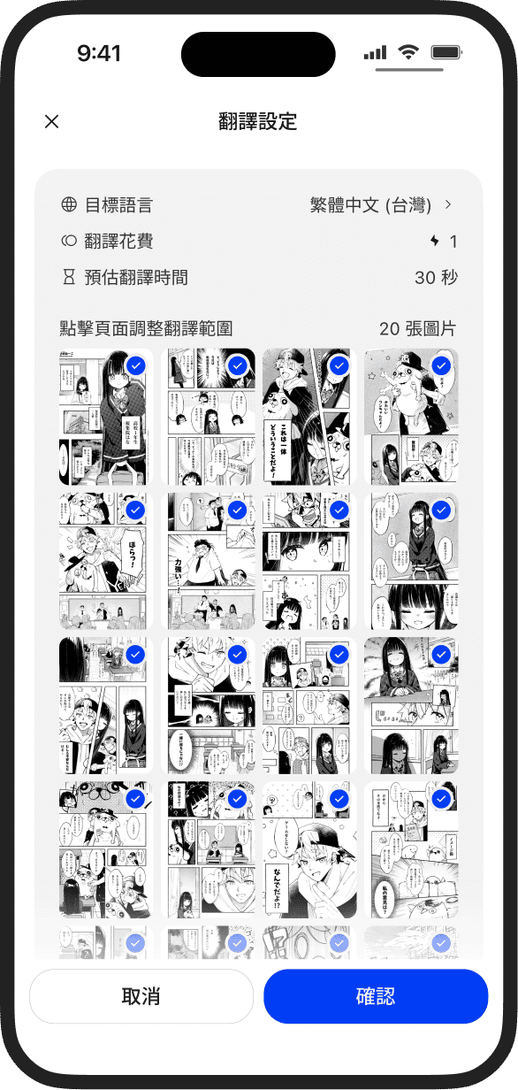 Loomic translation settings screen